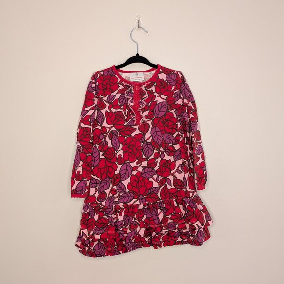 💜 2 for 30 💜 Hanna Andersson Long Sleeve Floral Ruffle Dress | 100% Cotton - Picture 1 of 6